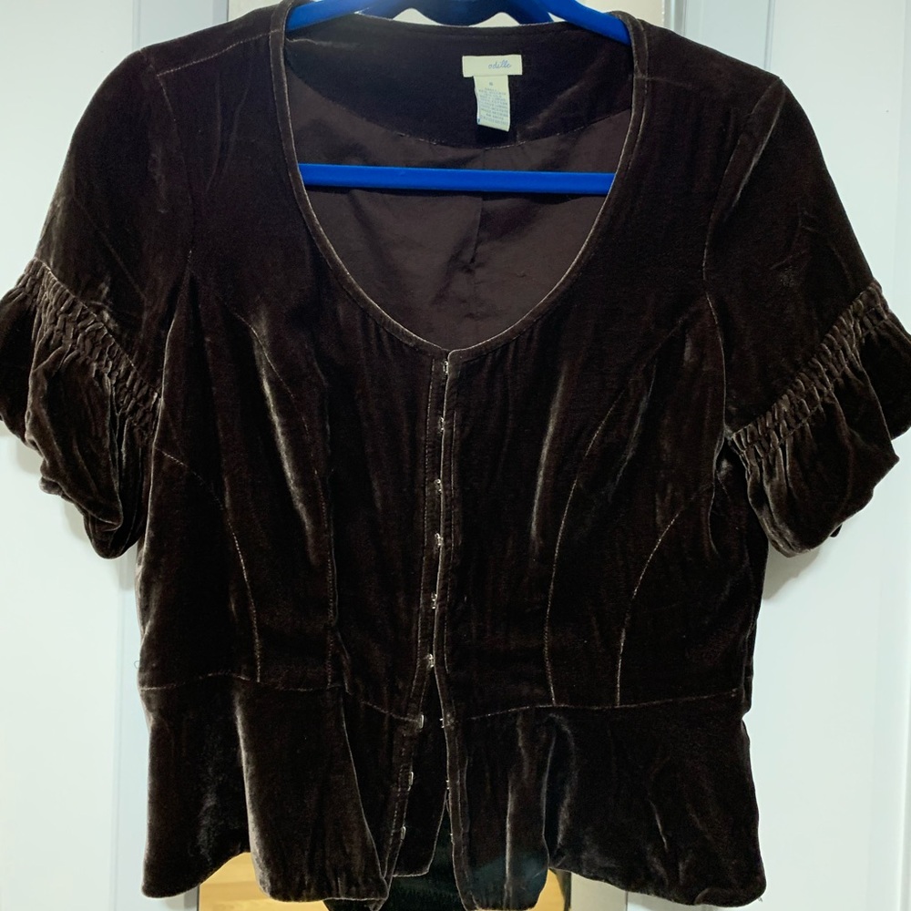 Velvet Short Puff Sleeve Top from Anthropologie